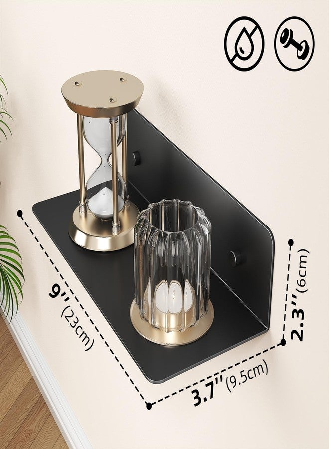Dr.DJ Floating Shelves 9 Inch Metal Wall Mounted Set of 2 Black - Easily Expand Wall Space - Aluminium Hanging Shelves Display Shelves for Bedroom, Gaming Room, Living Room, Bathroom, Office - Image 2